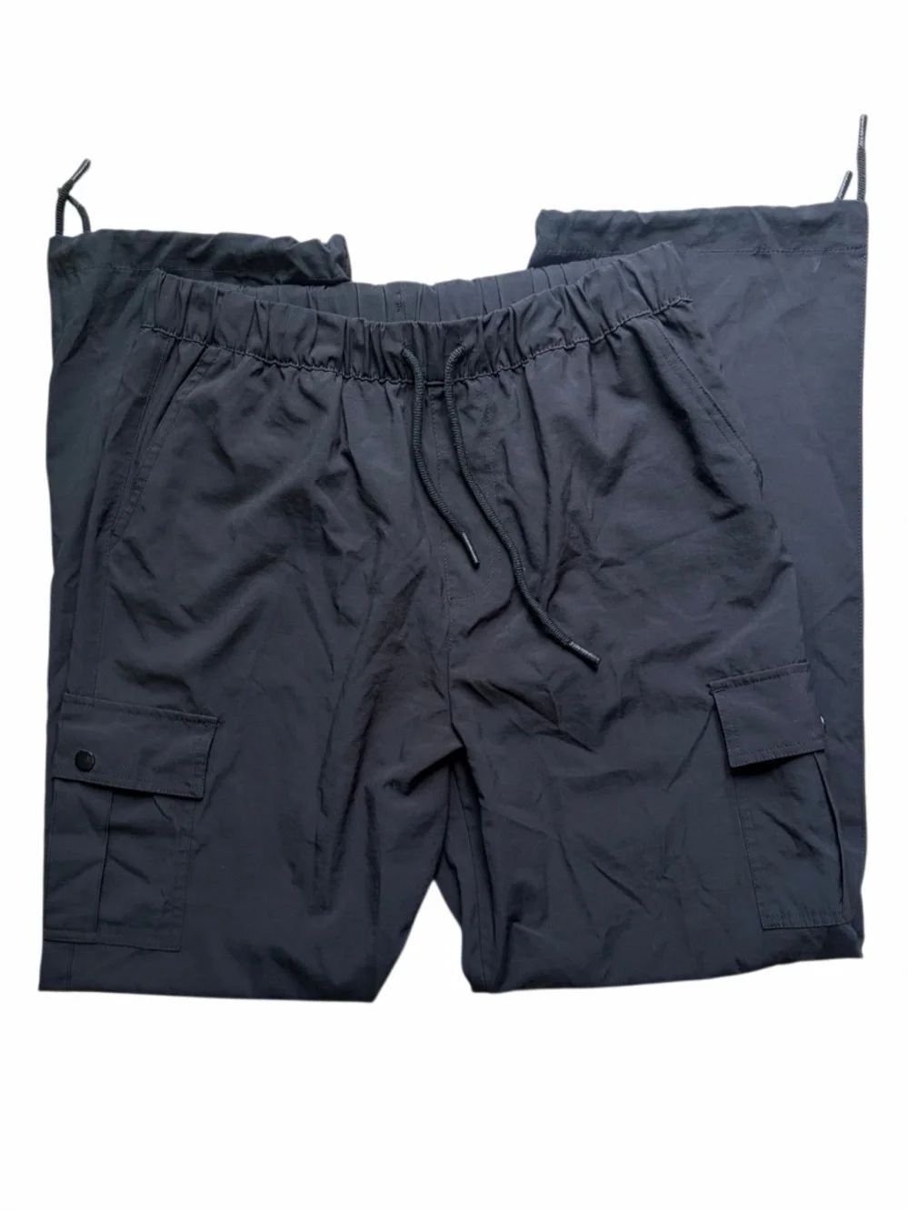 Body Black Cargo Jogger Pants - Elastic Waist with Drawstring Size Large